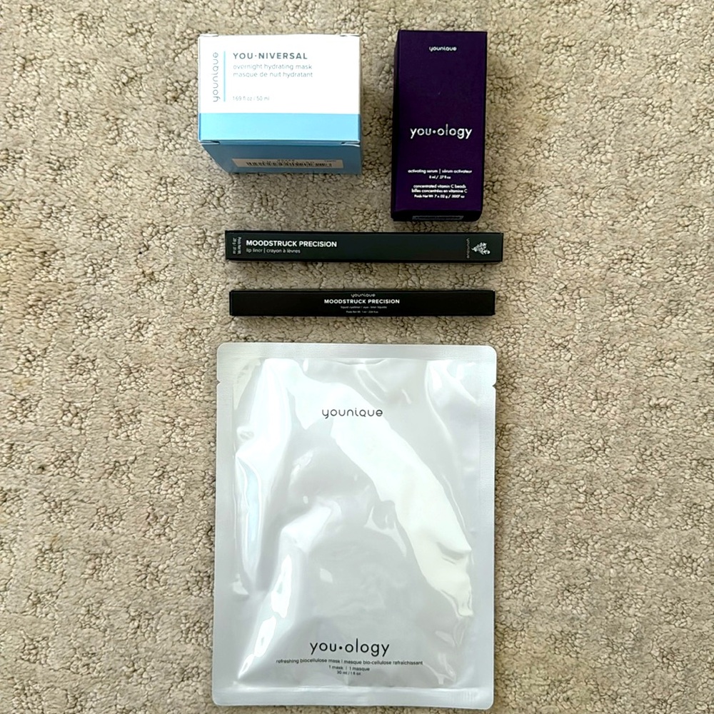 Younique bundle masks, lip liner, eyeliner